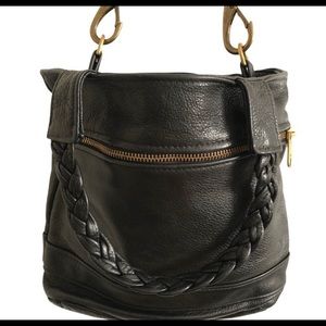 VICTORIA LEATHER COMPANY Black Genuine Leather Hobo Shoulder Bag.